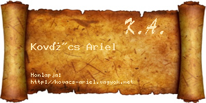 Kovács Ariel névjegykártya